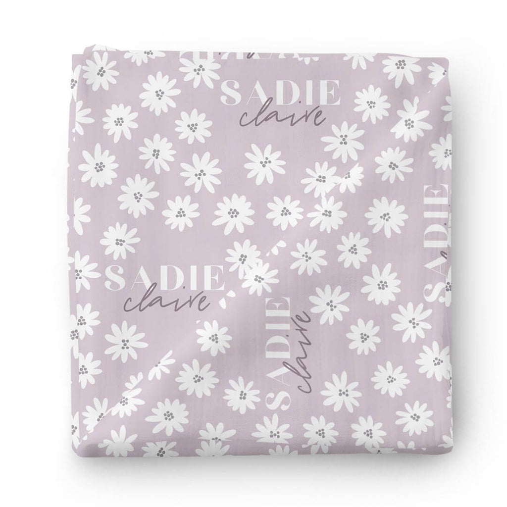Purple Daisy Personalized Swaddle Blanket